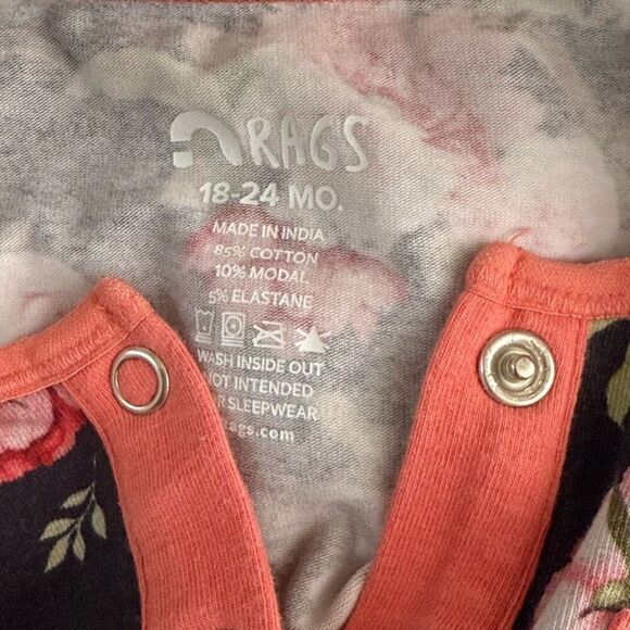 Rags Floral Rose Jumpsuit Coverall One Piece Romper - Toddler 18-24M - Picture 5 of 7